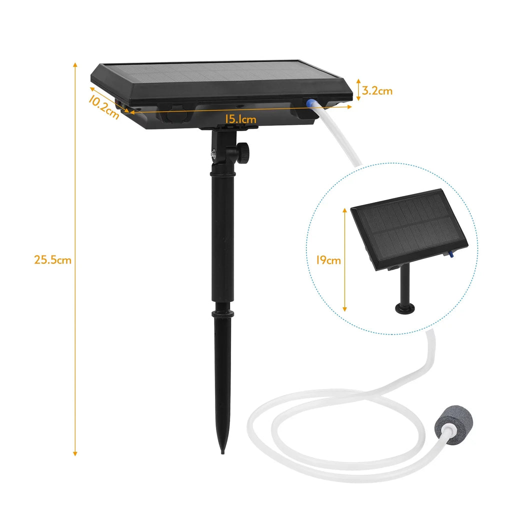 moobody 5.5V 1.5W Solar Air Pump Fish Tank Oxygenator with Aquarium Pipe & Air Bubble Stone Pond Oxygen Pump Aerator Rechargeable for Fishing Fish Tranportation Small Ponds Pools Water Circulation