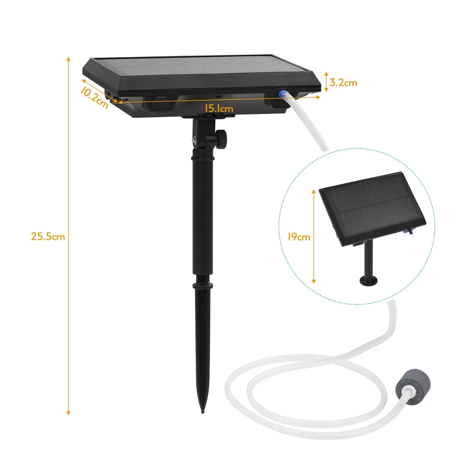 moobody 5.5V 1.5W Solar Air Pump Fish Tank Oxygenator with Aquarium Pipe & Air Bubble Stone Pond Oxygen Pump Aerator Rechargeable for Fishing Fish Tranportation Small Ponds Pools Water Circulation