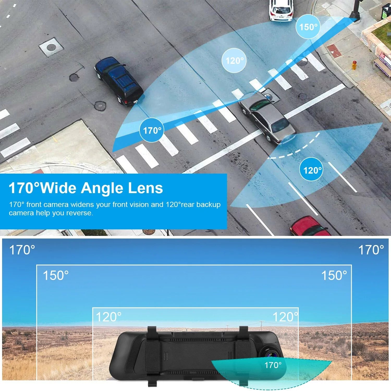 iNova FHD 1080P Car DVR Dash Camera 9.66In Vehicle Driving Recorder with G Sensor Parking Monitoring Seamless Recording - Exclusive Design