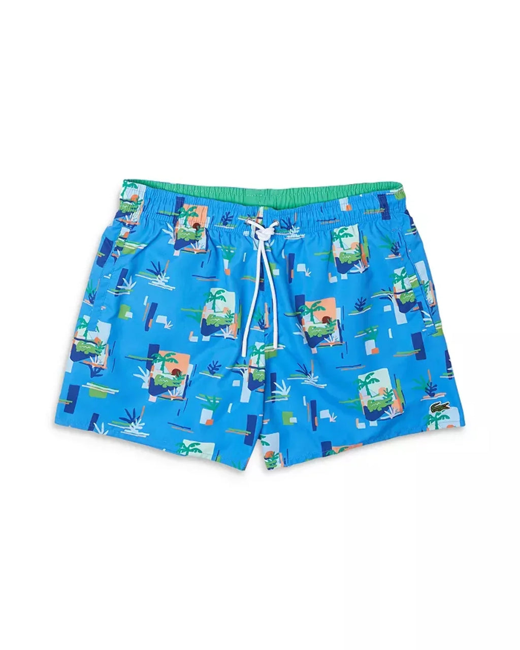 Lacoste Mens Printed Drawstring Swim Trunks - Exclusive Design