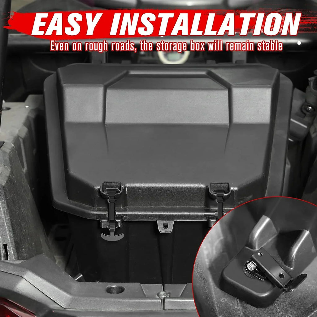 A & UTV PRO Rear Storage Cargo Box with Rubber Latch for Polaris RZR - Exclusive Design
