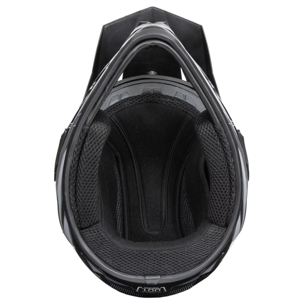 FRENZY Adult MX Helmet, DOT Approved, Black-Grey, XL - Exclusive Design