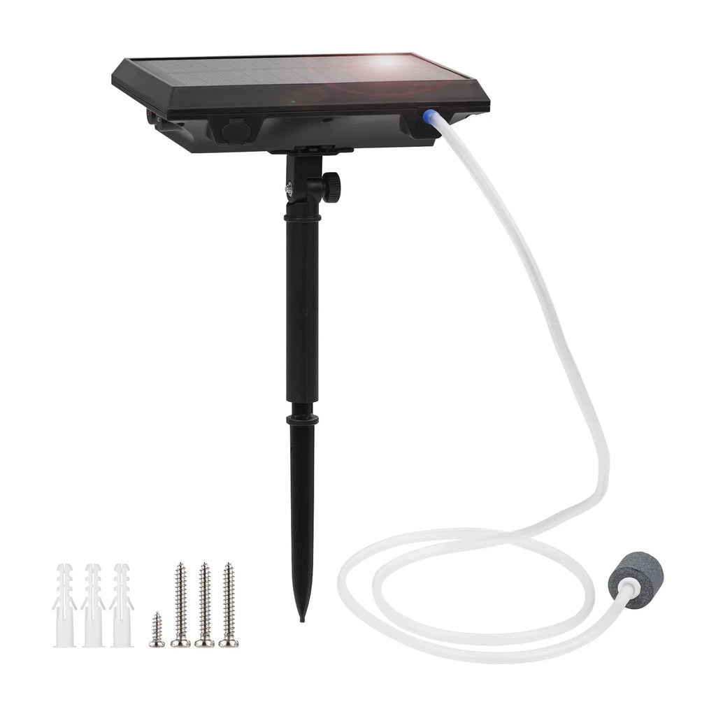 moobody 5.5V 1.5W Solar Air Pump Fish Tank Oxygenator with Aquarium Pipe & Air Bubble Stone Pond Oxygen Pump Aerator Rechargeable for Fishing Fish Tranportation Small Ponds Pools Water Circulation