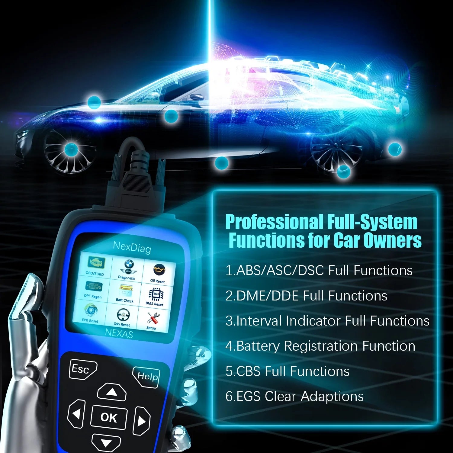 Stylish NEXAS ND601 OBD2 Scanner Fits for BMW & MINI Multi-System Diagnostic Scanner Automotive Diagnostic Maintenance Tool DPF Regen BMS Reset Check Engine Code Reader for Vehicles after 1996