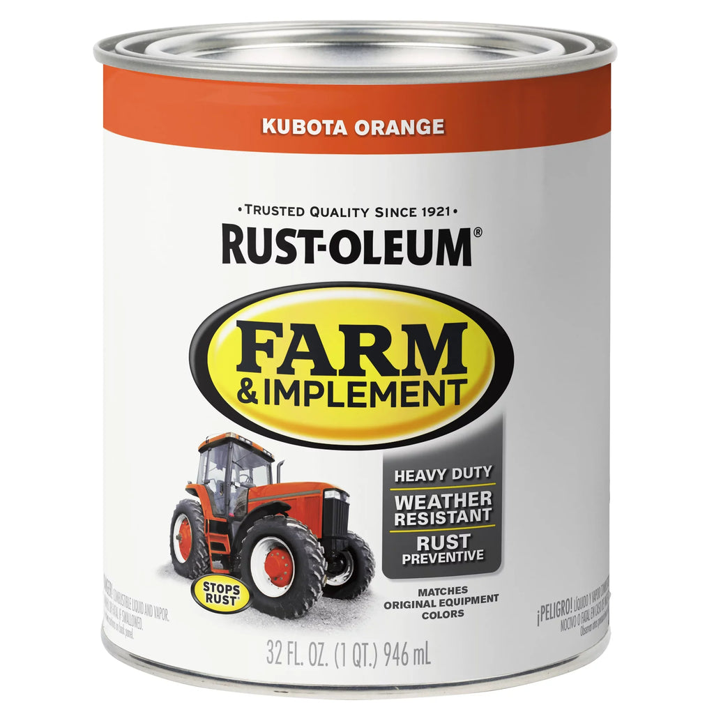Kubota Orange, Rust-Oleum Specialty Gloss Farm and Implement Paint- Quart, 2 Pack