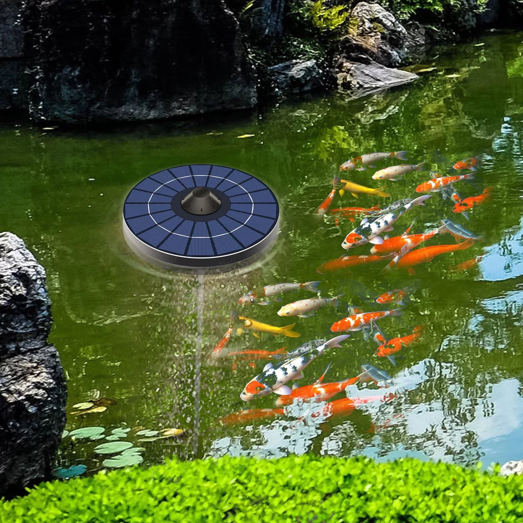 Solar Pond Aerator Pump With Air Hose and Bubble Stone Pond Aerator Fish Tank Oxygenator for Birdbath Fountain Small Pond Circulation - Exclusive Design