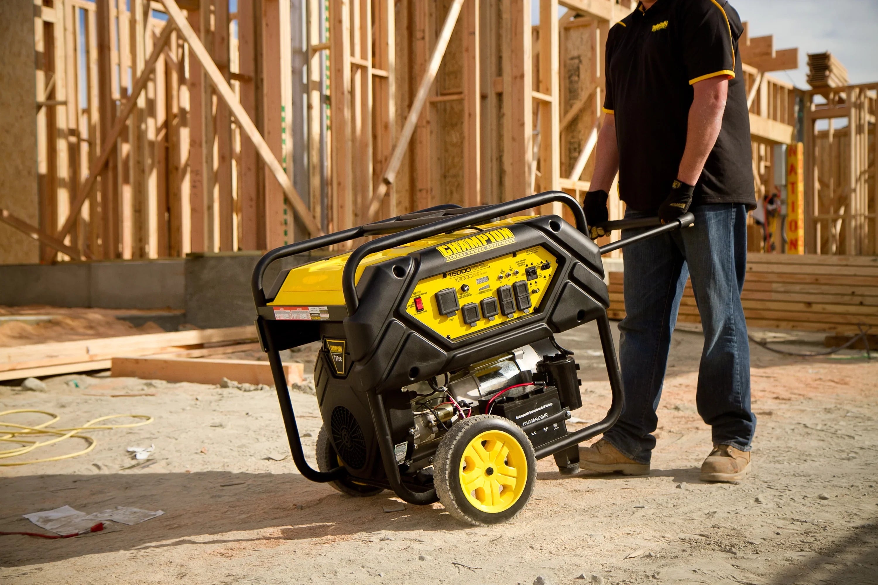 Champion Power Equipment 15,000/12,000 Watts Portable Generator with Electric Start and Lift Hook - Exclusive Design
