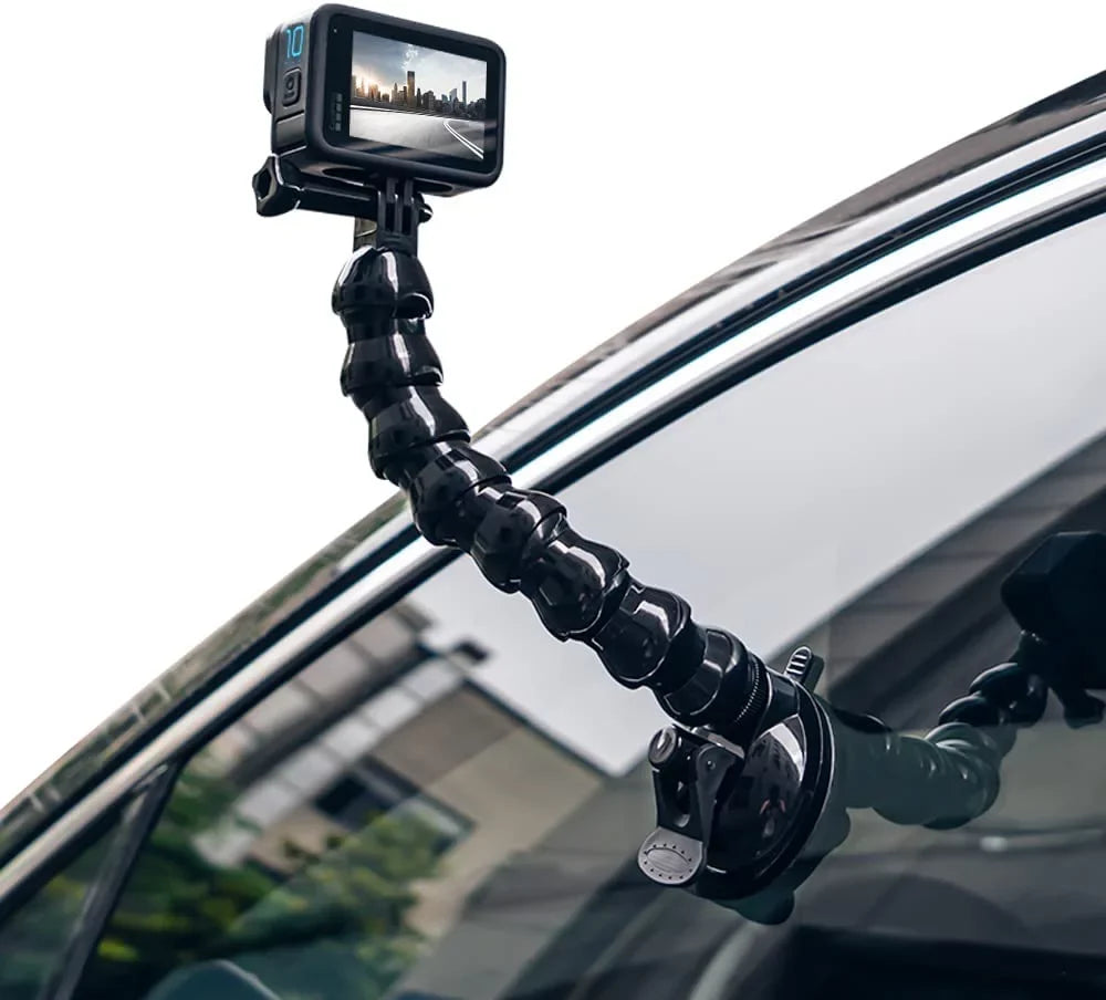 Flexible Gooseneck Suction Cup Camera Car Mount Compatible with Gopro Hero 10 Black,Hero 9/8/7/6/5 Black,DJI