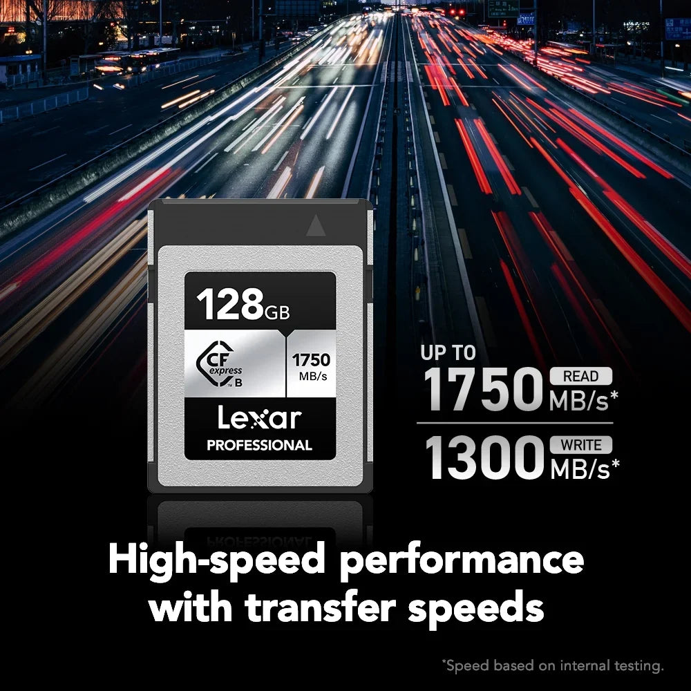 Lexar LCXEXSL128G-RNENG CFexpress Type B SILVER Series 128GB Memory Card Bundle with Professional 1667x 128GB SDXC Memory Card and LRW 520 CFexpress Type B/SD USB 3.2 Gen 2 Card Reader