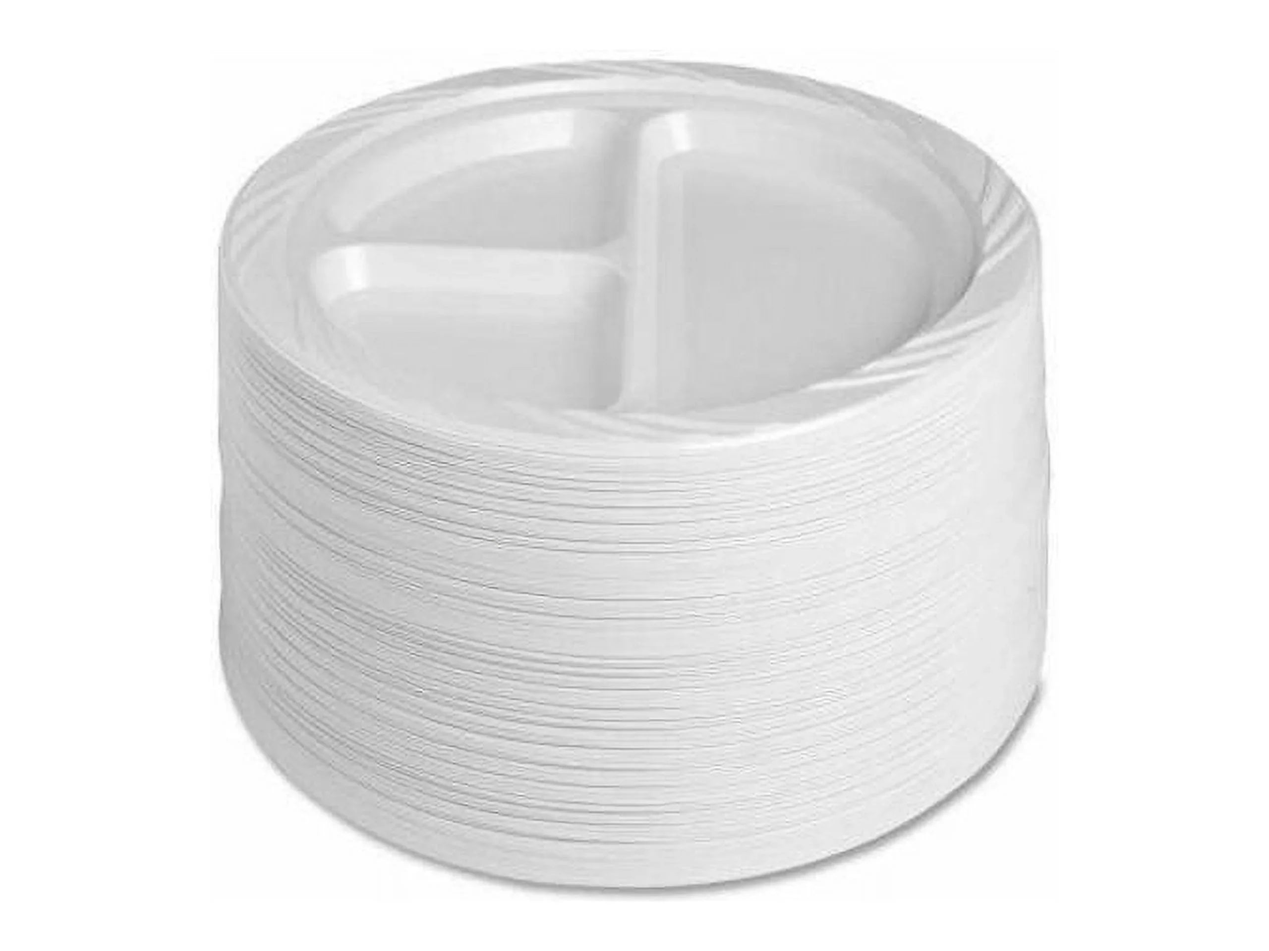 Genuine Joe 3-section Round Plastic Plates, 9", 125 Pack, GJO10425 - Exclusive Design