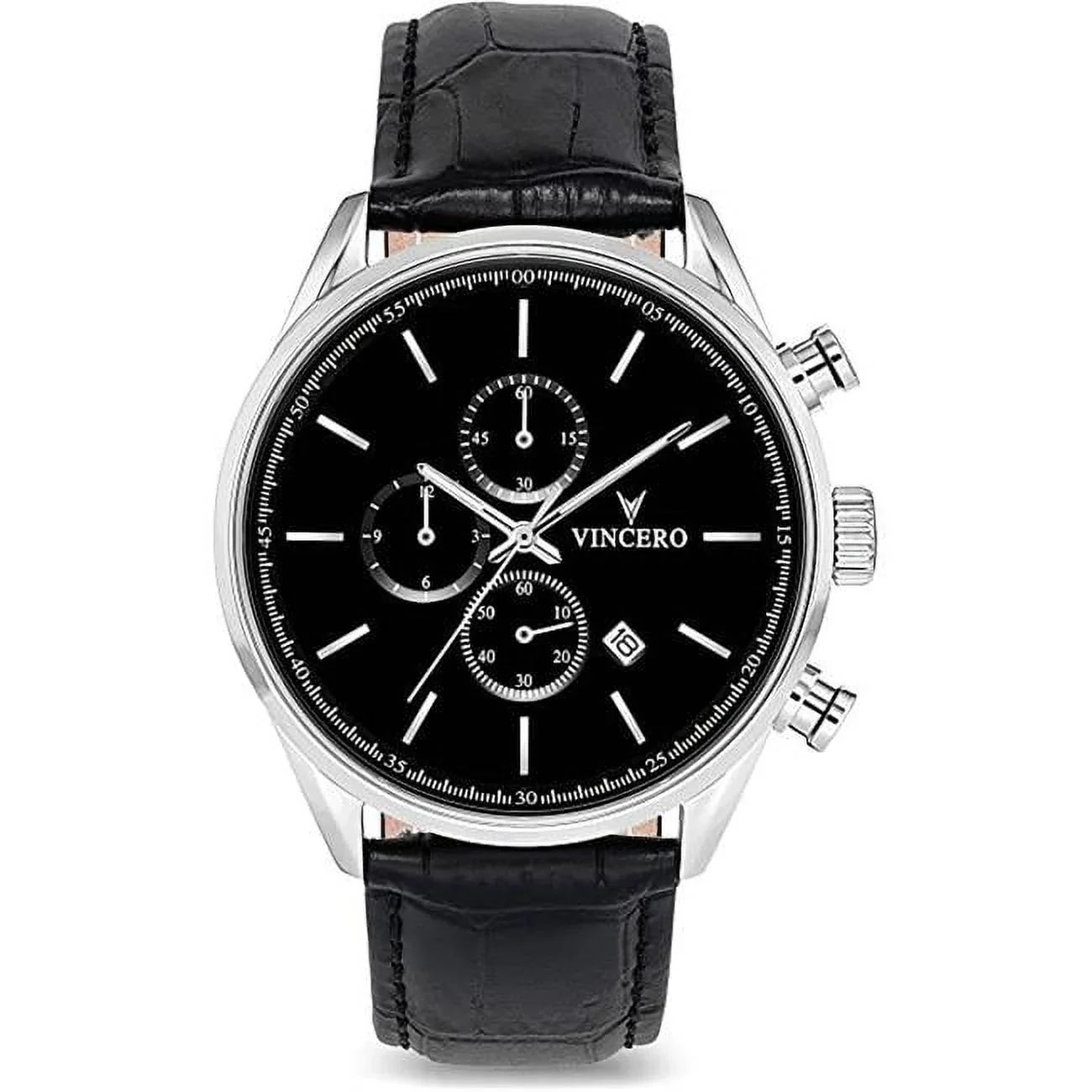 Vero BLA-SIL-S02 Vincero Luxury Mens Chrono S Wrist Watch, Black & Silver - Exclusive Design