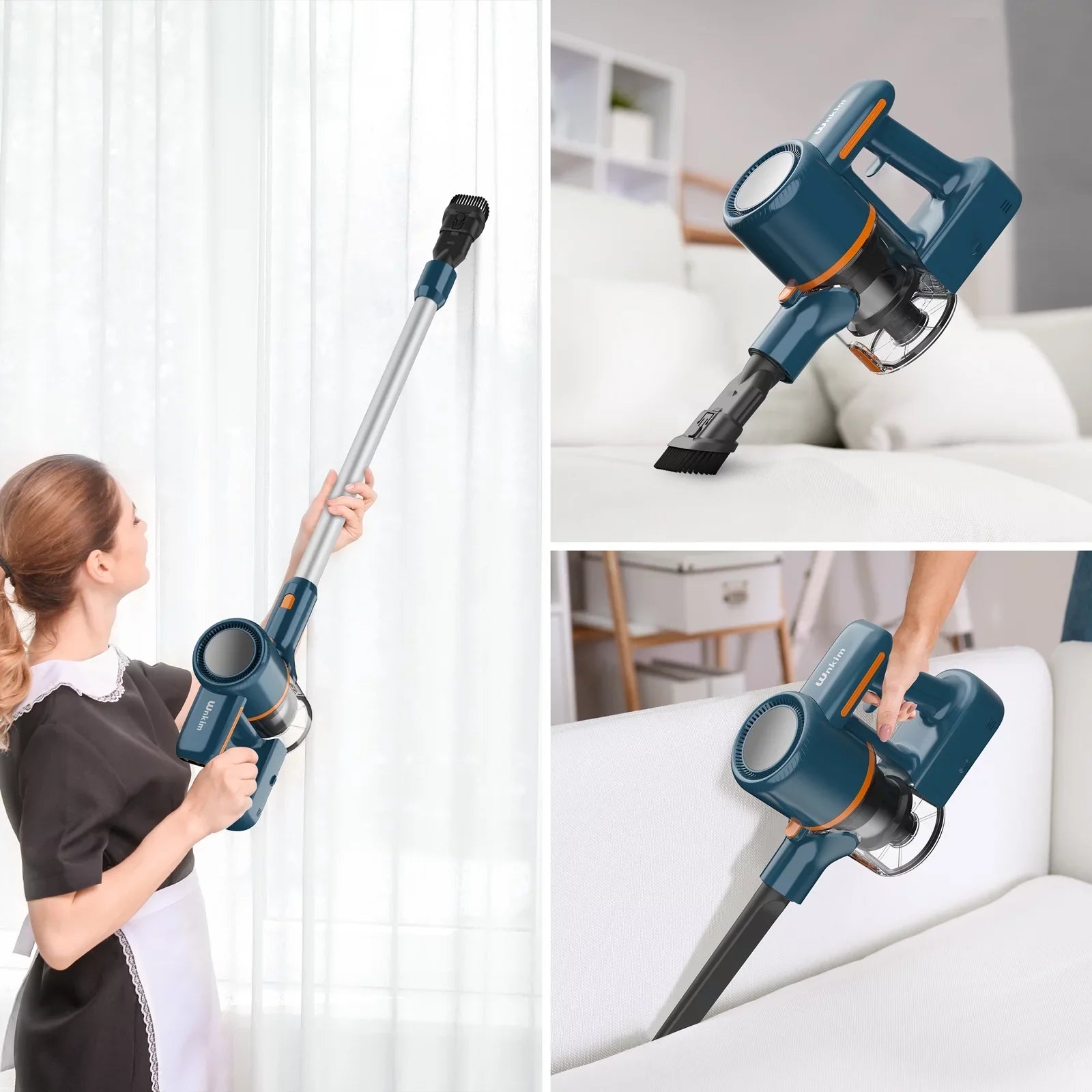 Stylish Wnkim Cordless Vacuum Cleaner, 6-in-1 Stick Vacuum with 2200 mAh Battery, Powerful Lightweight Vacuum Cleaner up to 35 Mins Runtime, for Home Hard Floor Carpet Pet Hair, M5