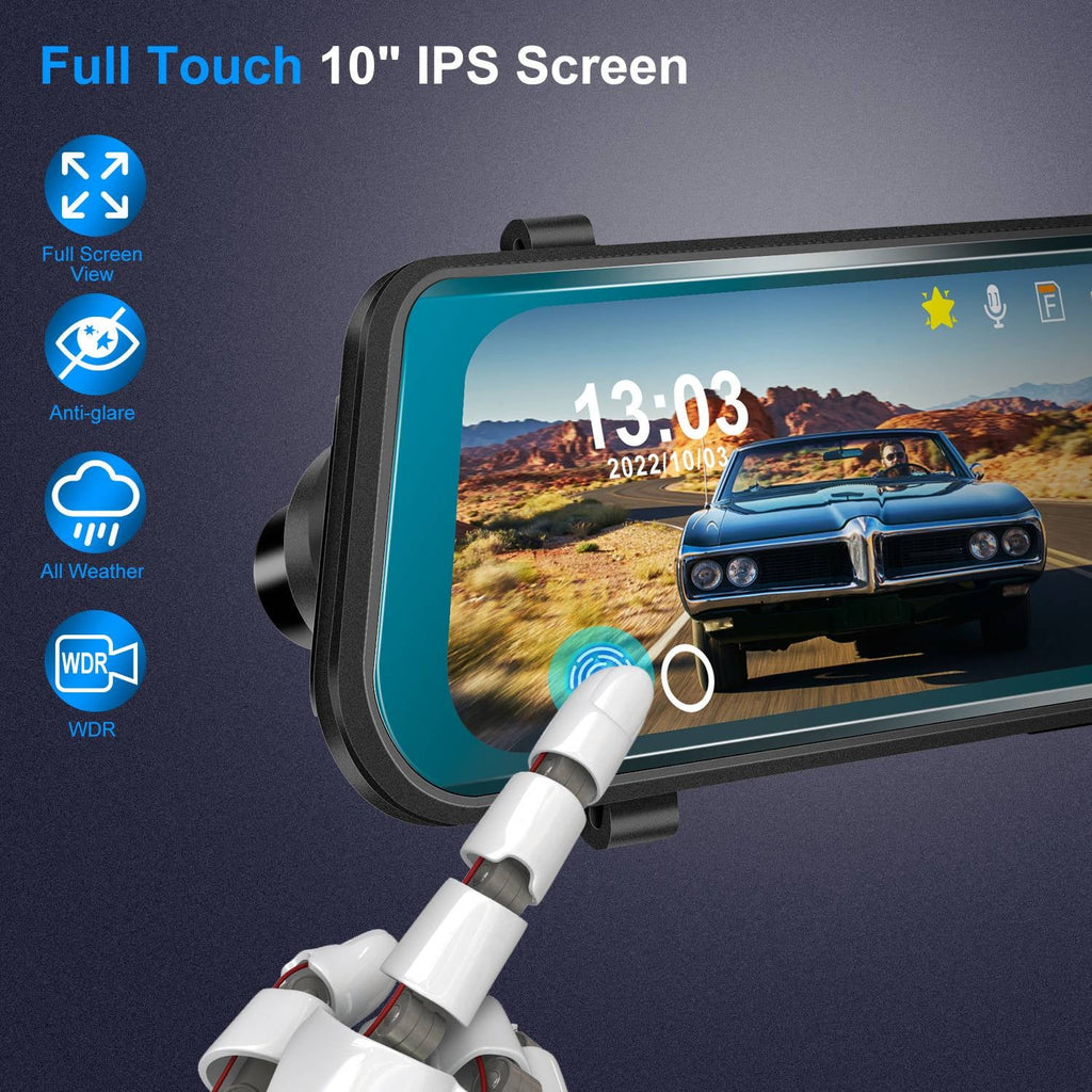 iNova FHD 1080P Car DVR Dash Camera 9.66In Vehicle Driving Recorder with G Sensor Parking Monitoring Seamless Recording - Exclusive Design