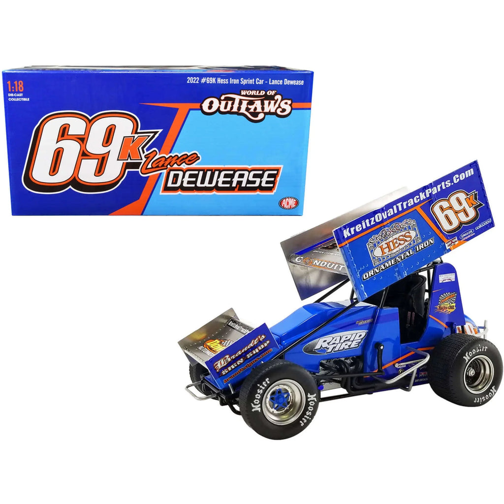 Stylish Winged Sprint Car #69K Lance Dewease "Hess Ornamental Iron" Kreitz Racing "World of Outlaws" (2022) 1/18 Diecast Model Car by ACME