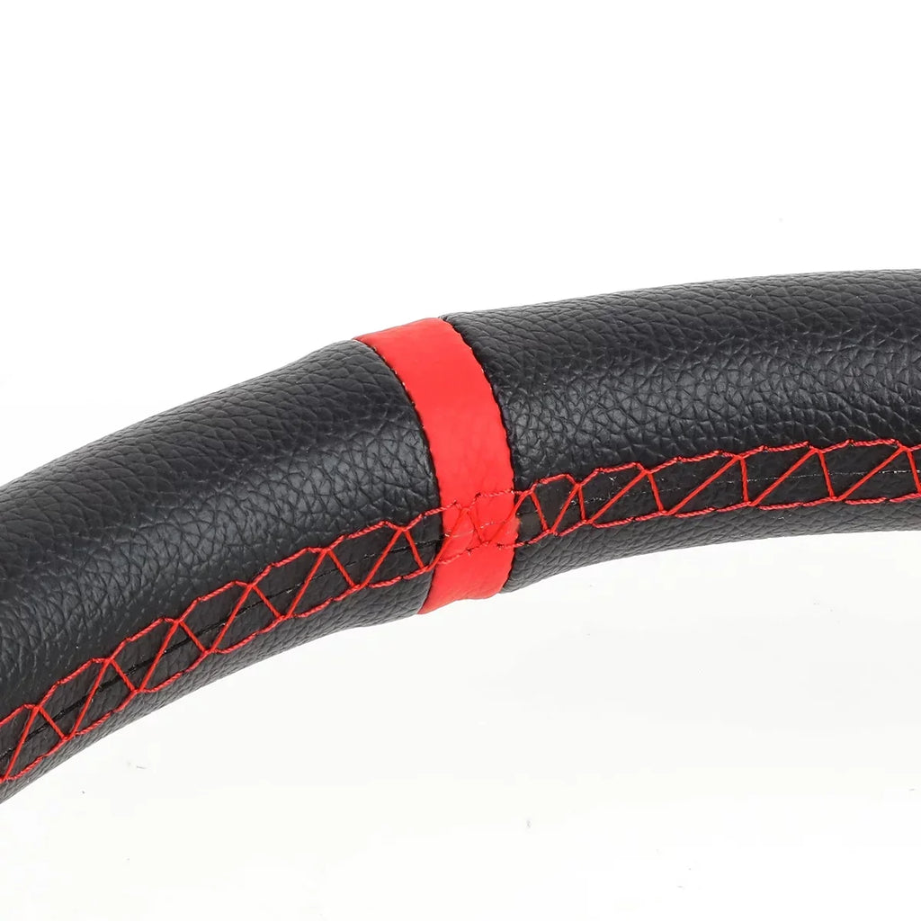 Stylish DNA Motoring SW-T520-SL-RD 350mm Silver 6-Bolt Spoke Red Stitched PVC Leather Racing Steering Wheel