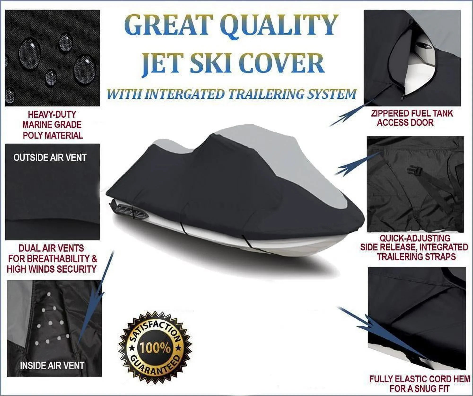 SUPER HEAVY-DUTY JET SKI COVER Compatible for Yamaha GP 1800 2018 - Exclusive Design