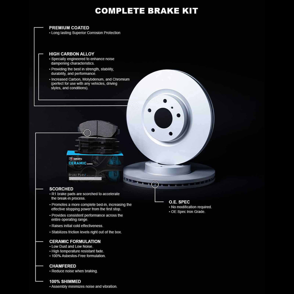 Stylish R1 Concepts Wdwh1 42031 R1 Concepts Brake Rotor Carbon Coated With Ceramic Pads Fits select: 2014-2022 JEEP CHEROKEE, 2015-2017 CHRYSLER 200