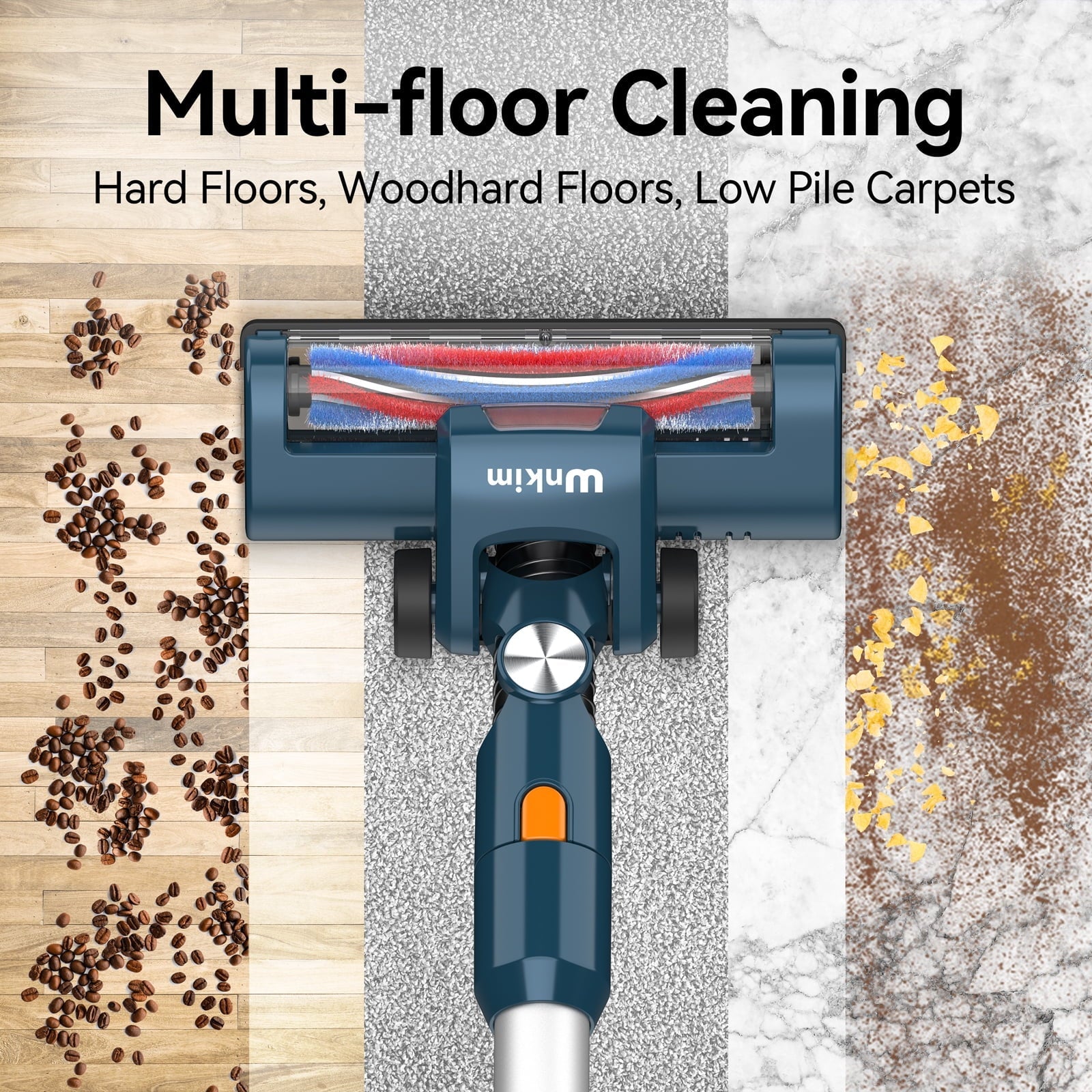 Stylish Wnkim Cordless Vacuum Cleaner, 6-in-1 Stick Vacuum with 2200 mAh Battery, Powerful Lightweight Vacuum Cleaner up to 35 Mins Runtime, for Home Hard Floor Carpet Pet Hair, M5