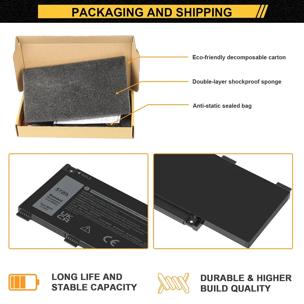 For Battery G3 15 3590 51Wh 11.4V 4265mAh 415CG M4GWP PN1VN 266J9 - Exclusive Design
