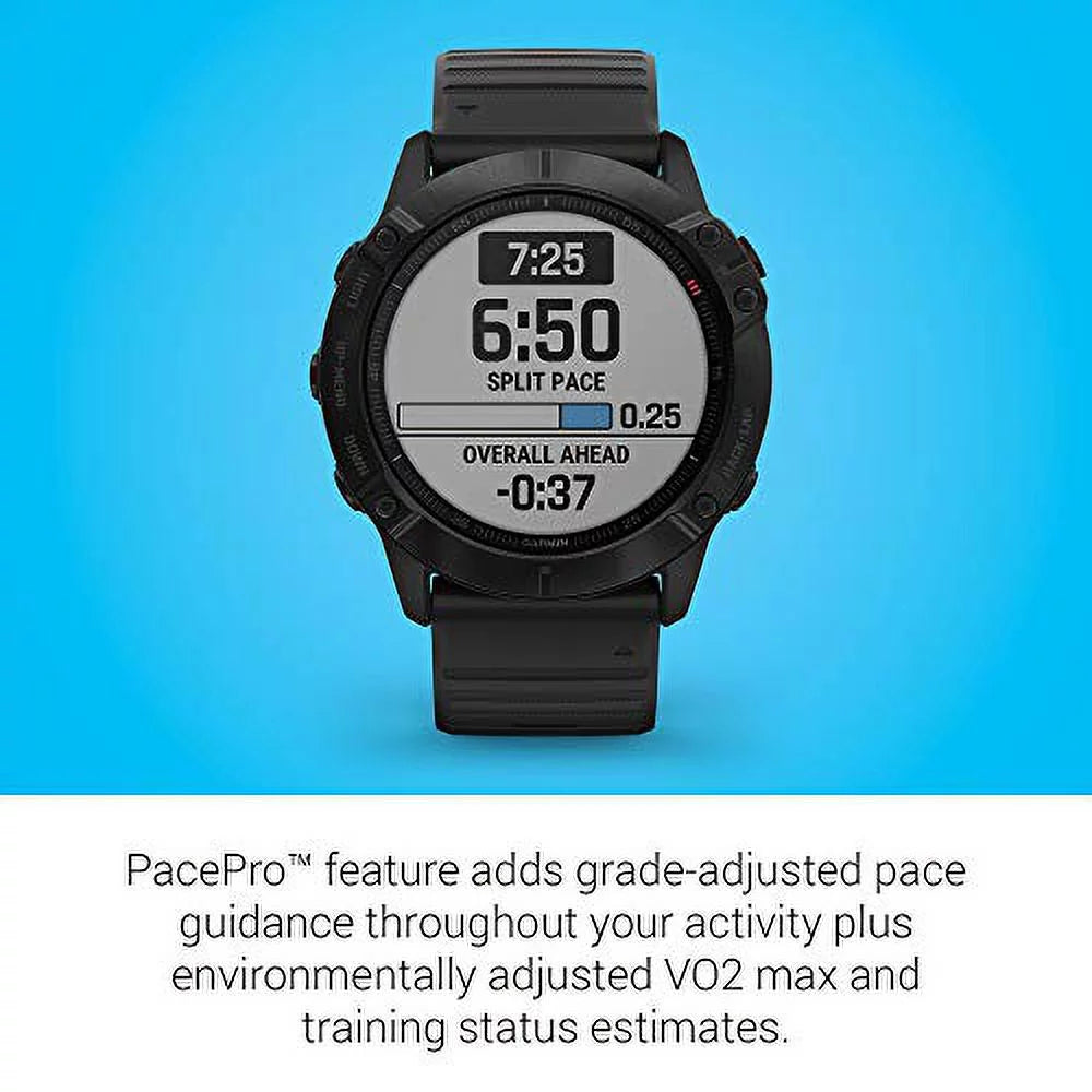 Garmin 010-02157-00 Fenix 6X Pro, Premium Multisport GPS Watch, Features Mapping, Music, Grade-Adjusted Pace Guidance and Pulse Ox Sensors, Black