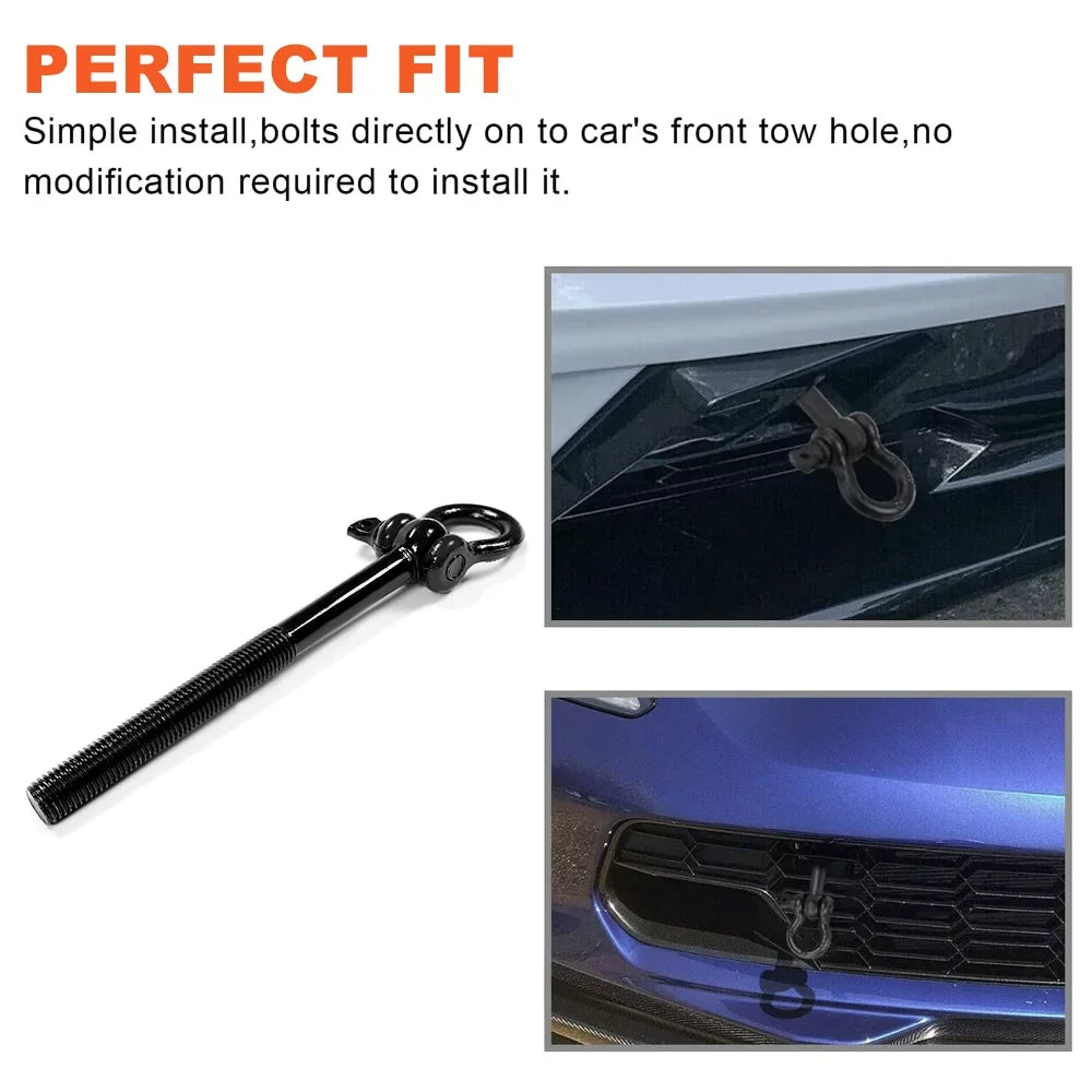 Kojem Steel Tow Hook Trailer Hitch Front Or Rear Trunk Hook for 2014-2023 Chevy Corvette C7 C8 GS Z06 ZR1 Replaces 15234068 Black