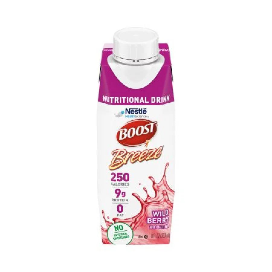 Boost Breeze Nutritional Drink Wild Berry, 8 ounce Carton, 24 Count - Exclusive Design