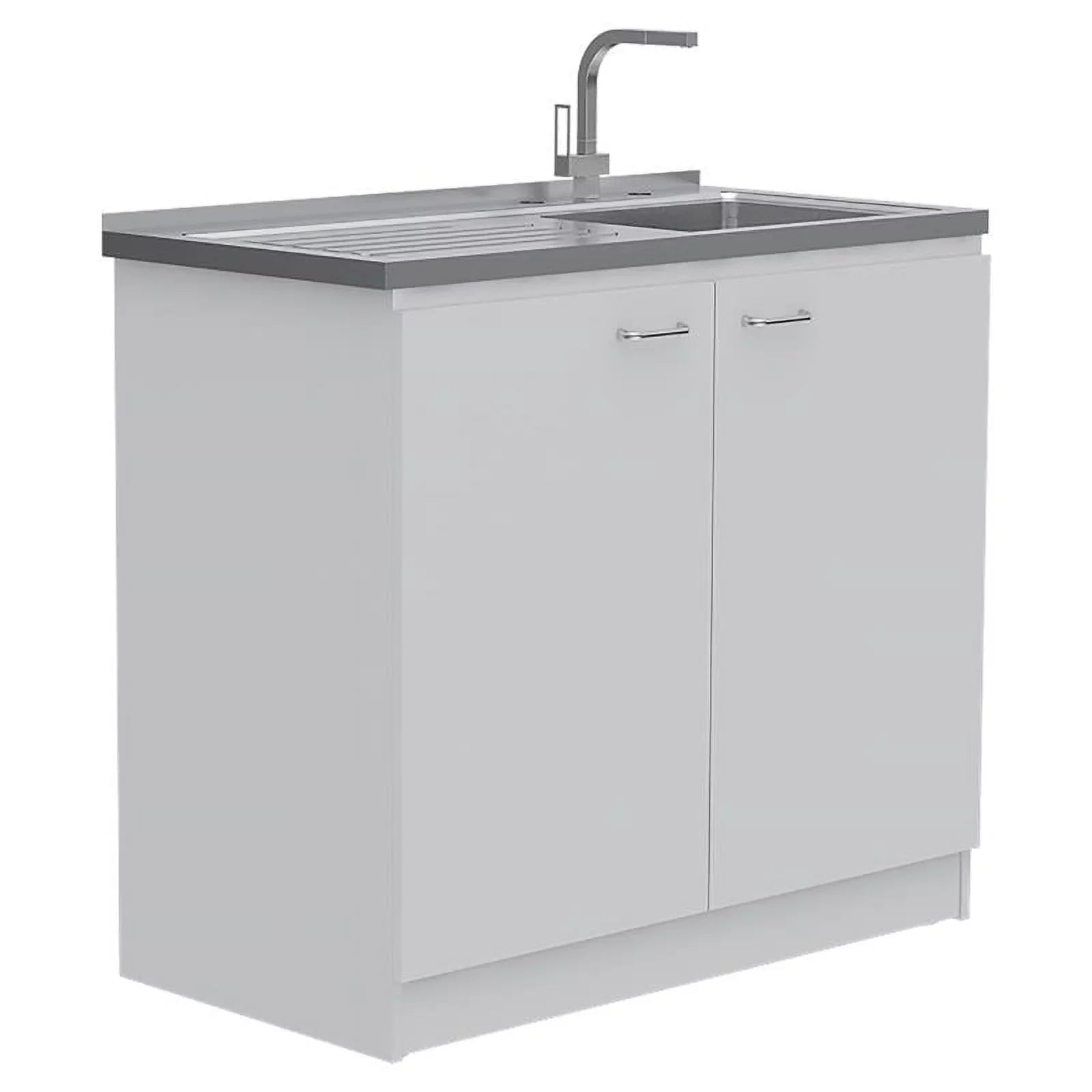 Home Square 2-Piece Set with Wood Kitchen Island and Utility Sink