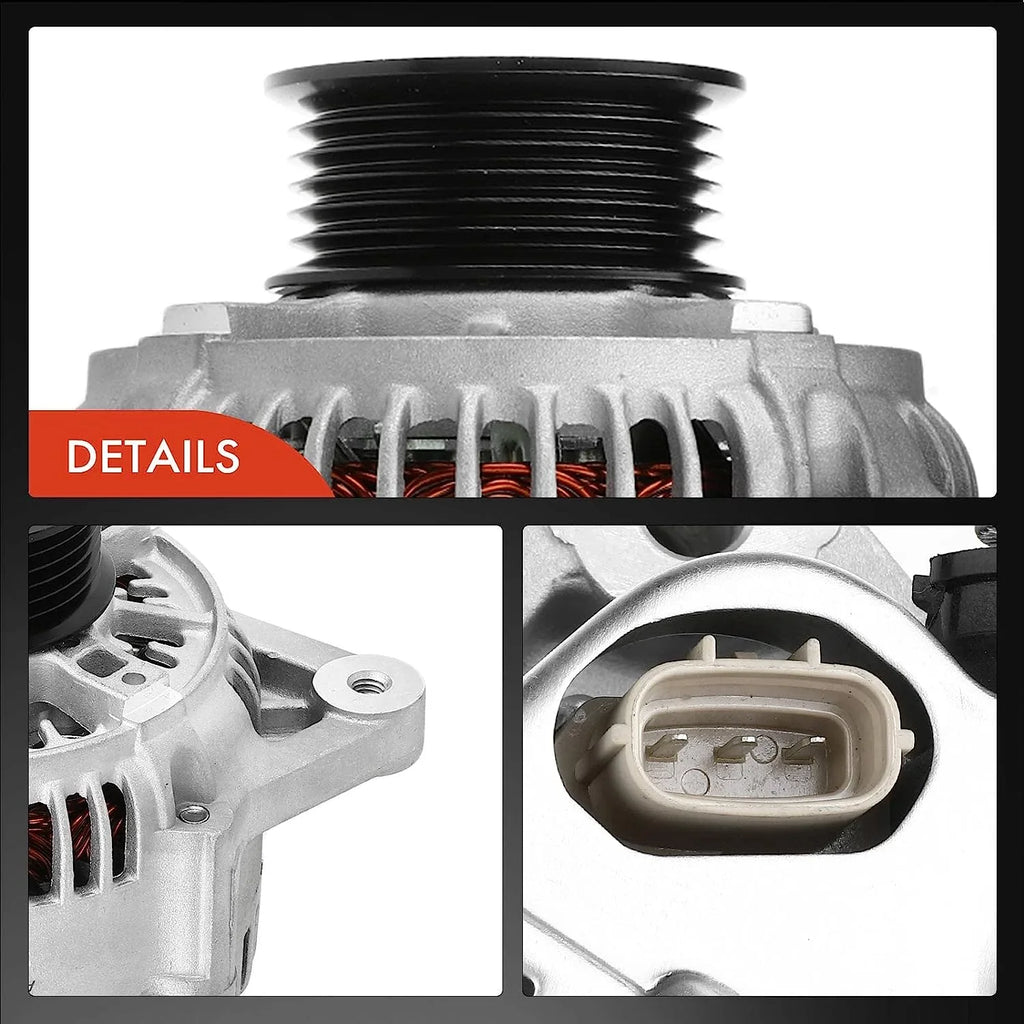 A-Premium Alternator Compatible with Isuzu Trooper 2000-2002 & Acura SLX 1999, V6 3.5L, 90Amp 12Volt CW 6-Groove Clutch Pulley - Exclusive Design