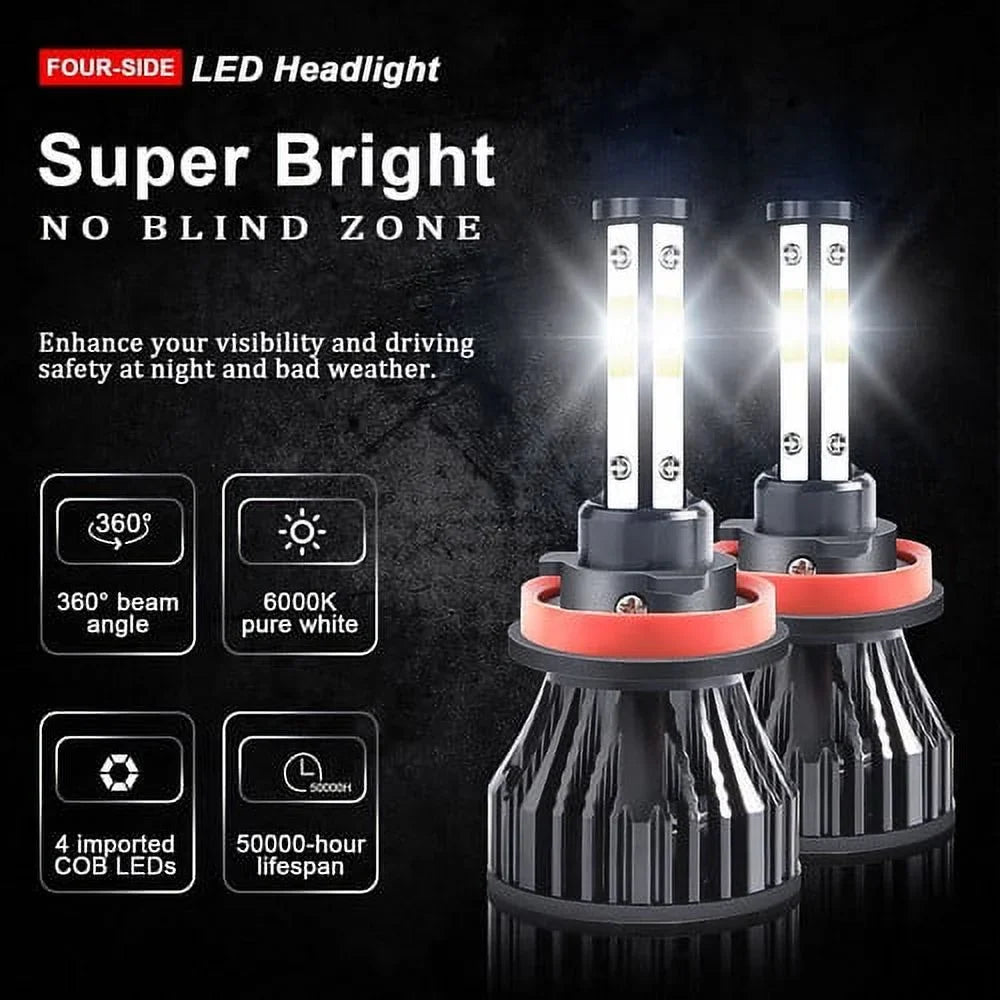 BMZONCC For Ford F-150 2015 2016 2018 2019 2020 Front LED Headlight High/Low Beam+Fog Lamp Bulbs 6000k