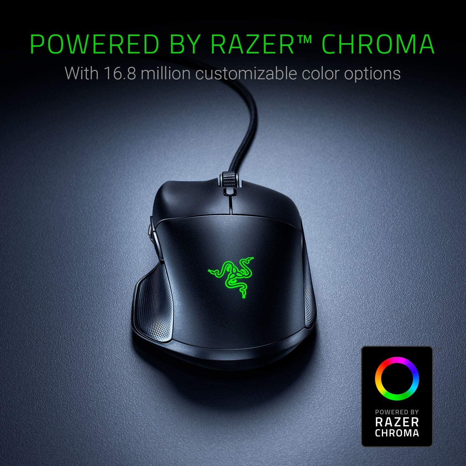 Razer Basilisk Essential Gaming Mouse - [6400 DPI Optical Sensor][Chroma RGB Lighting][7 Programmable Buttons][Mechanical Switches] - Exclusive Design
