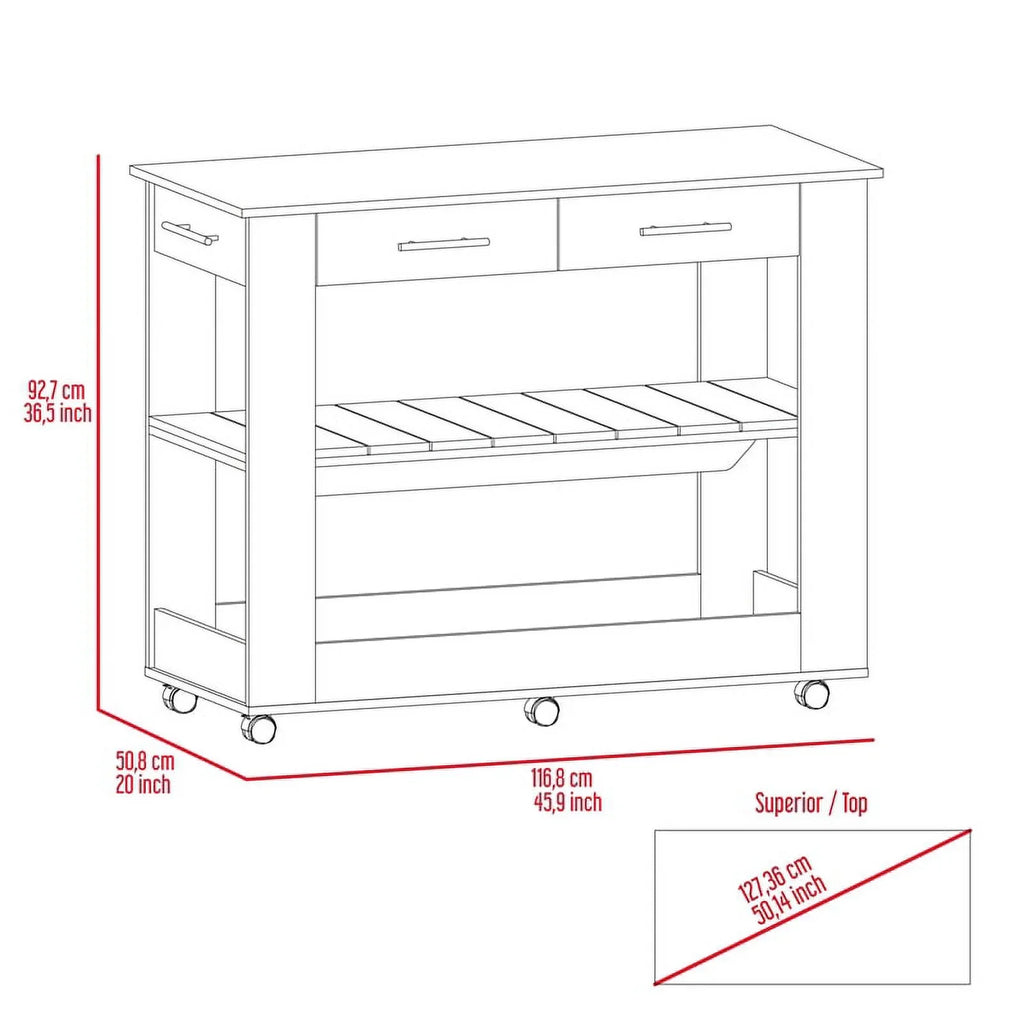 Home Square 2-Piece Set with Wood Kitchen Island and Utility Sink