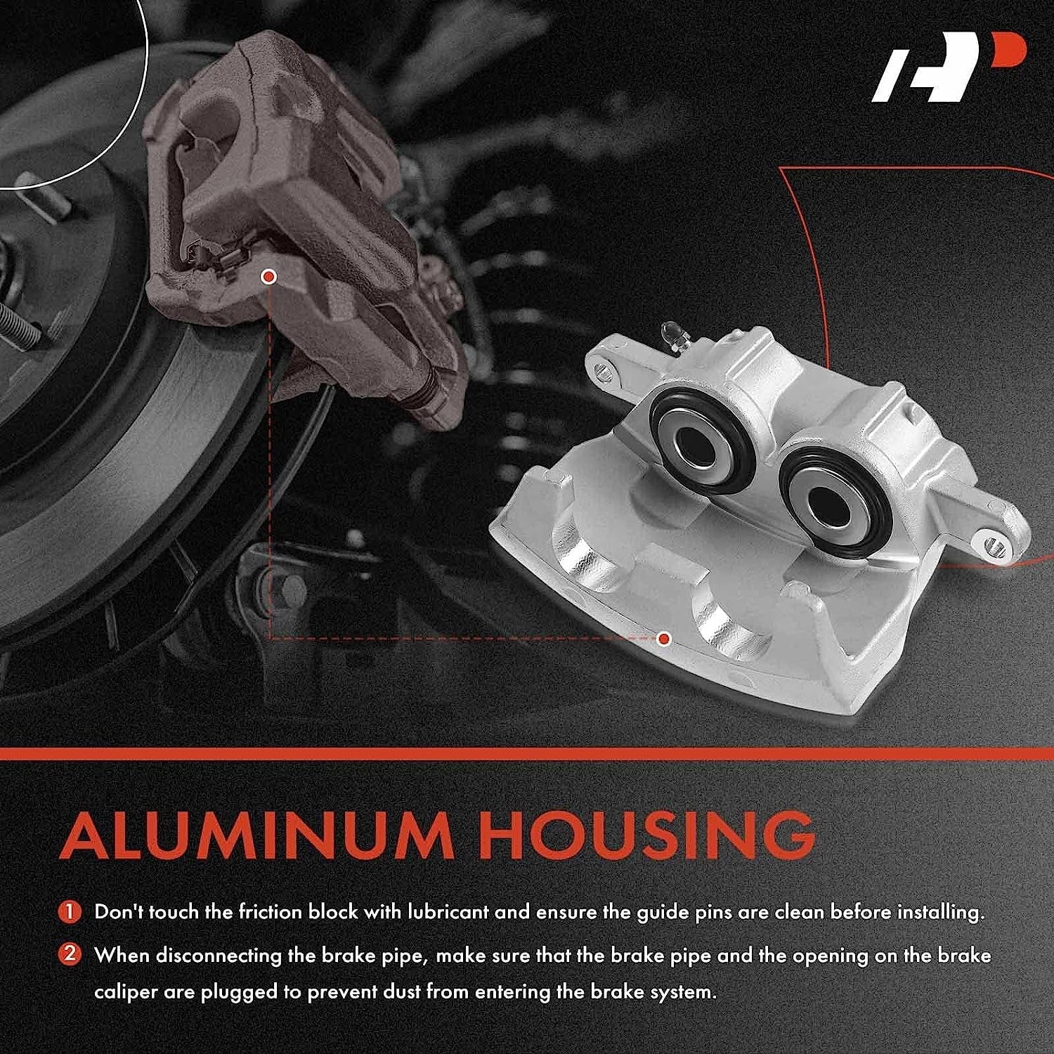 A-Premium Disc Brake Caliper Assembly Without Bracket Compatible with Select Dodge Models - M300/RM300 1973-1974, M350/R300 1974 - Front Left Driver Side - Exclusive Design