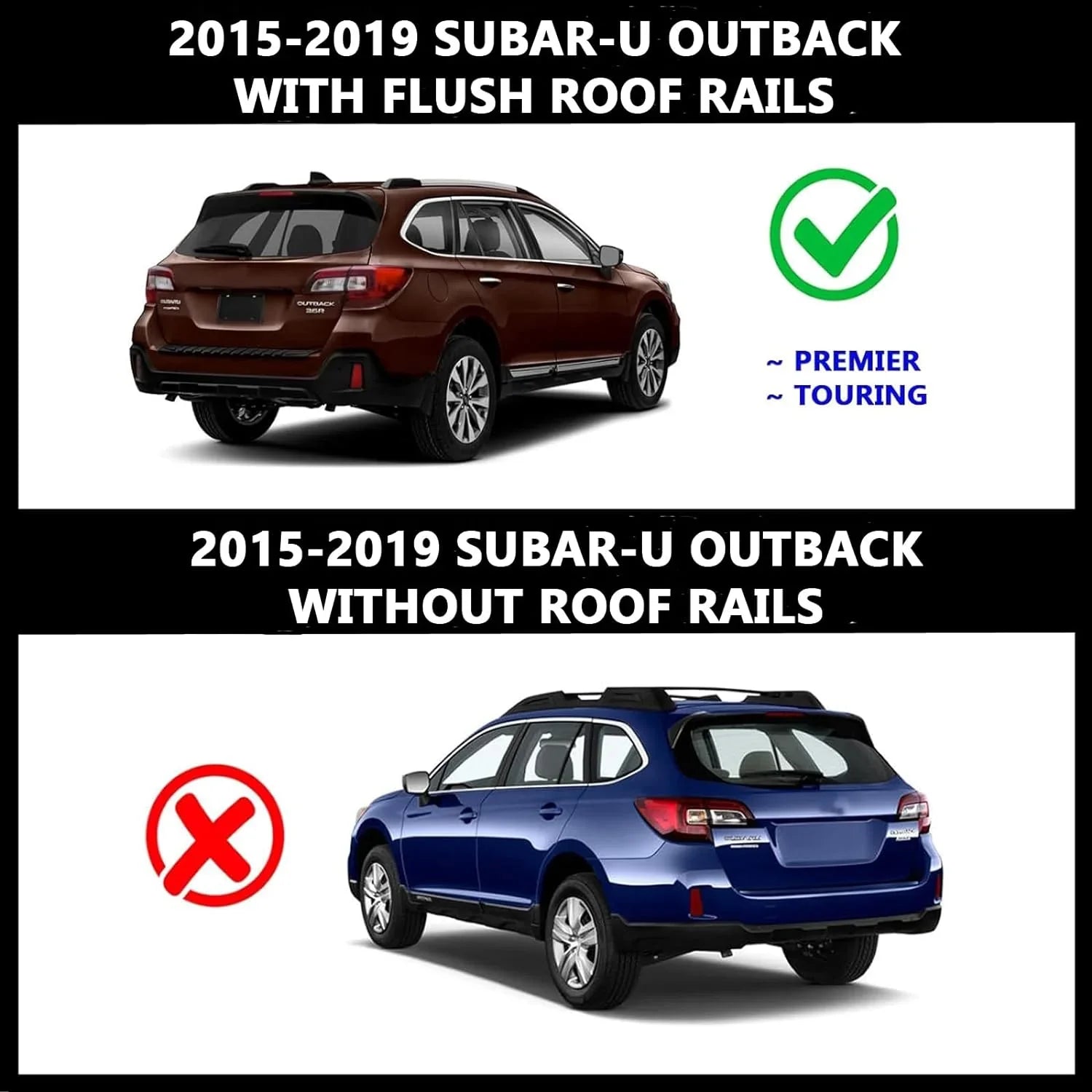 ROKIOTOEX Roof Rack Crossbars Fit for 2015-2019 Subar-u Outback Premier Touring Chrome Lush Side Rails, Cross Bars for Rooftop Cargo Box Luggage, Ski Board, Bike Carrier â Black SO14T