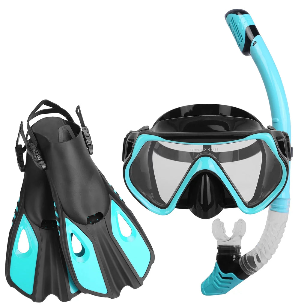 iMounTEK Adults Snorkel Set, Mask, Fins, Dry Top Diving Snorkel Included, Diving Swimming Training Snorkel Kit,Green[L_XL]