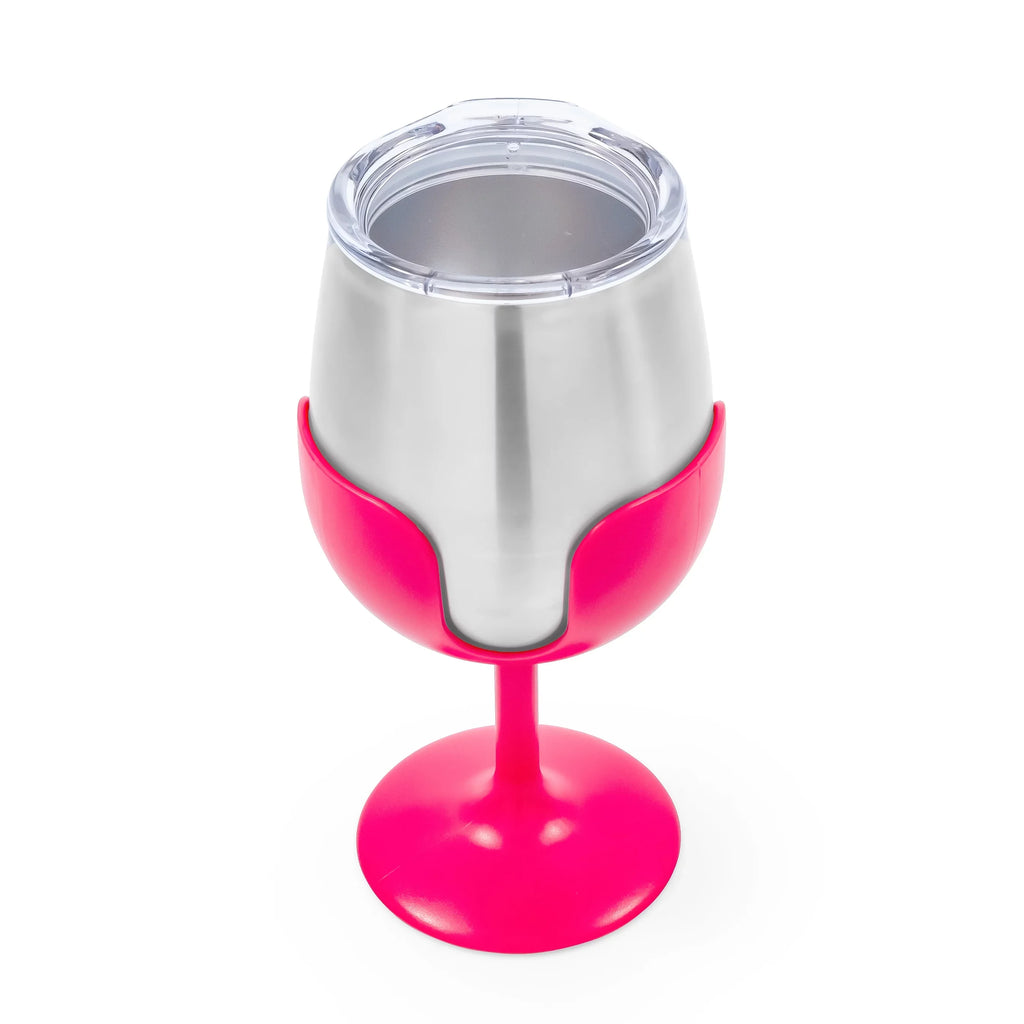 Stylish Camco Life is Better at the Campsite Wine Tumblers | Features a Vacuum Insulated Kitchen Grade 18/8 Stainless Steel Construction, 4 Colorful Removable Stems, and Comes in a 8oz Size (53068)