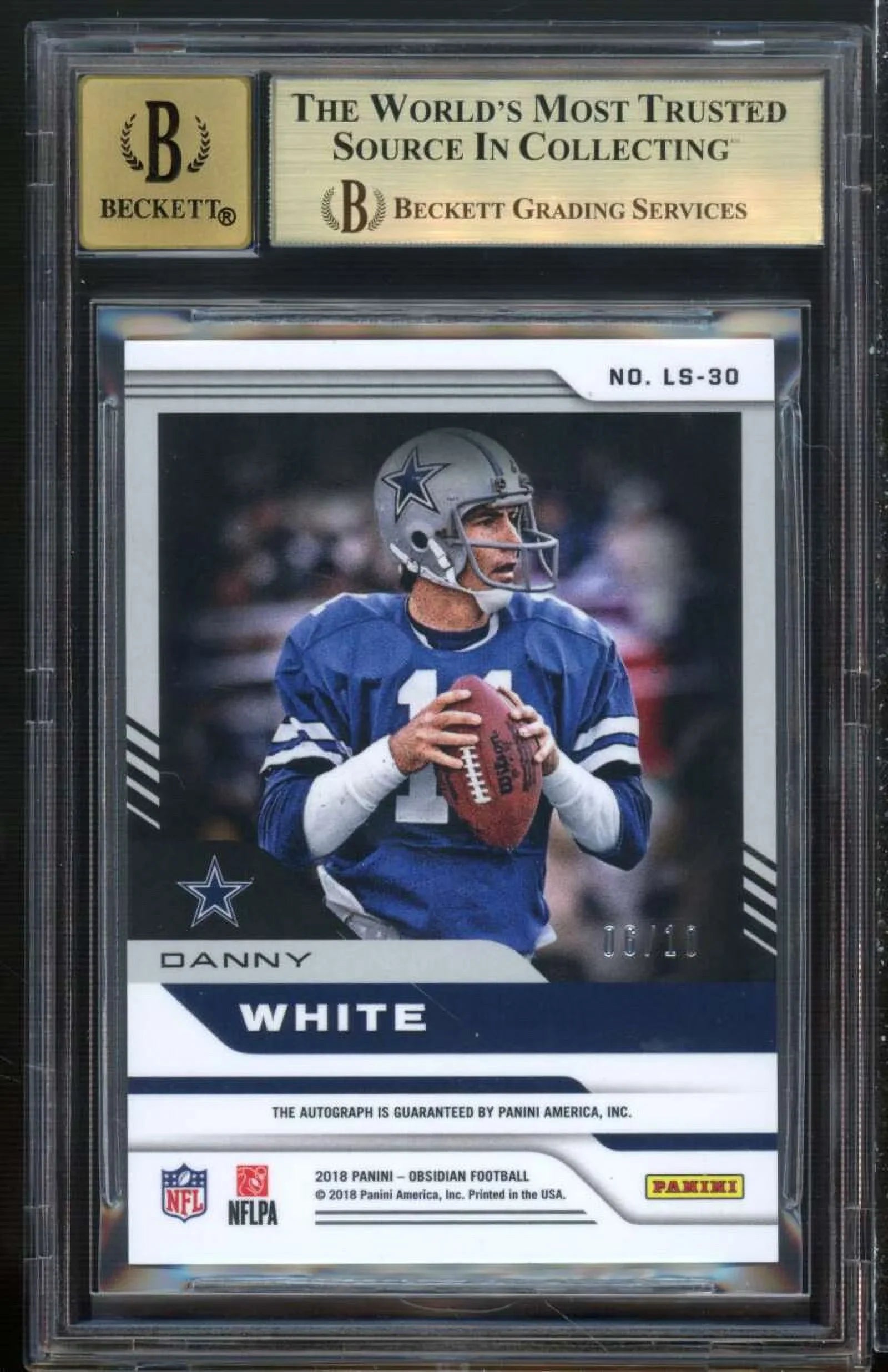 Danny White 2018 Panini Obsidian Lampning Strike Auto Etch Yellow #30 BGS 9.5