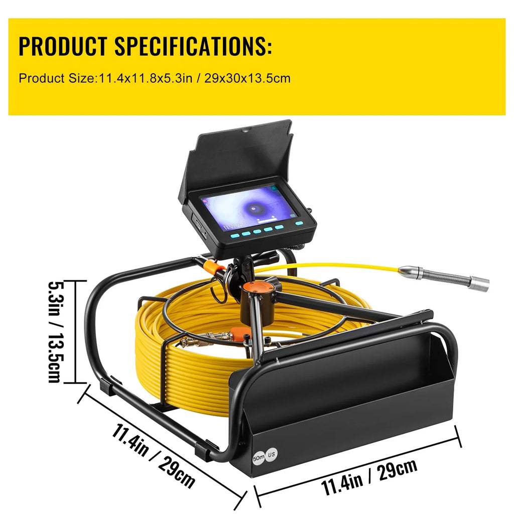 SKYSHALO Sewer Camera 164FT Cable Pipeline Inspection Camera 4.3 Inch TFT LCD Monitor Pipe Camera Screen Waterproof IP68 Duct Inspection Camera with 6PCS LEDs 8500MAH Lithium Battery, DVR Function - Exclusive Design