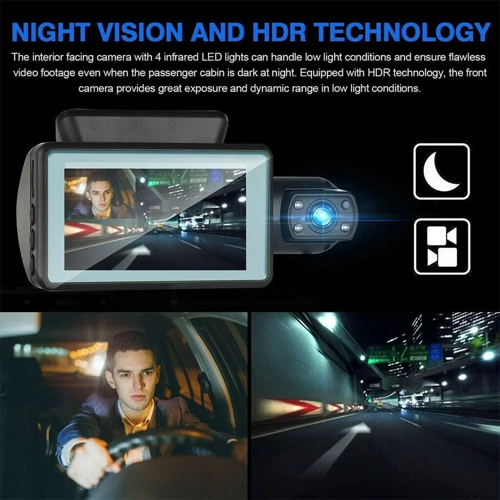 Dash Cam Front and Inside for Car, Dual Dash Cam W/32GB TF Card, HD 1080P Car Camera Dual Lens, Wide Angel DVR Car Parking Driving Recorder Night Vision Loop Recording G-Sensor - Exclusive Design