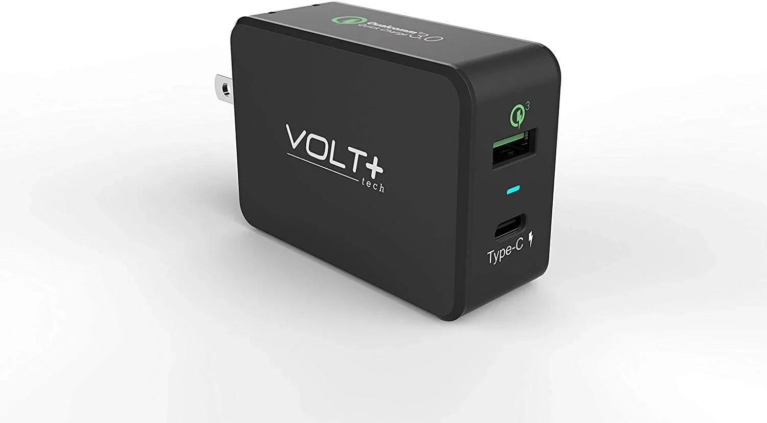 Professional 33W QC 3.0 Compatible with Sony Xperia XA/P/Z5/Z3/Z3v/Z2/E5 Quick Adaptive Fast Charge 3.0 with Folding Blade Plus Both MicroUSB/Type-C Cables [Black/UL Certified]