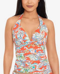 Stylish Ralph Lauren Women's Multi Paisley Molded Cup Tankini Top Orange Size 6