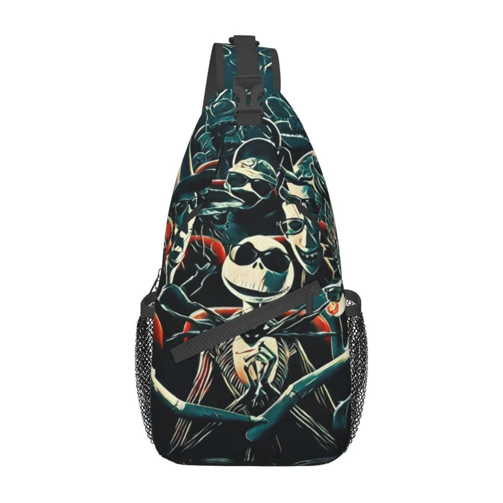 Jack Skellington Chest Bags Crossbody Sling Backpack Unisex Travel Hiking Daypack Shoulder Bag Gifts For Women Men