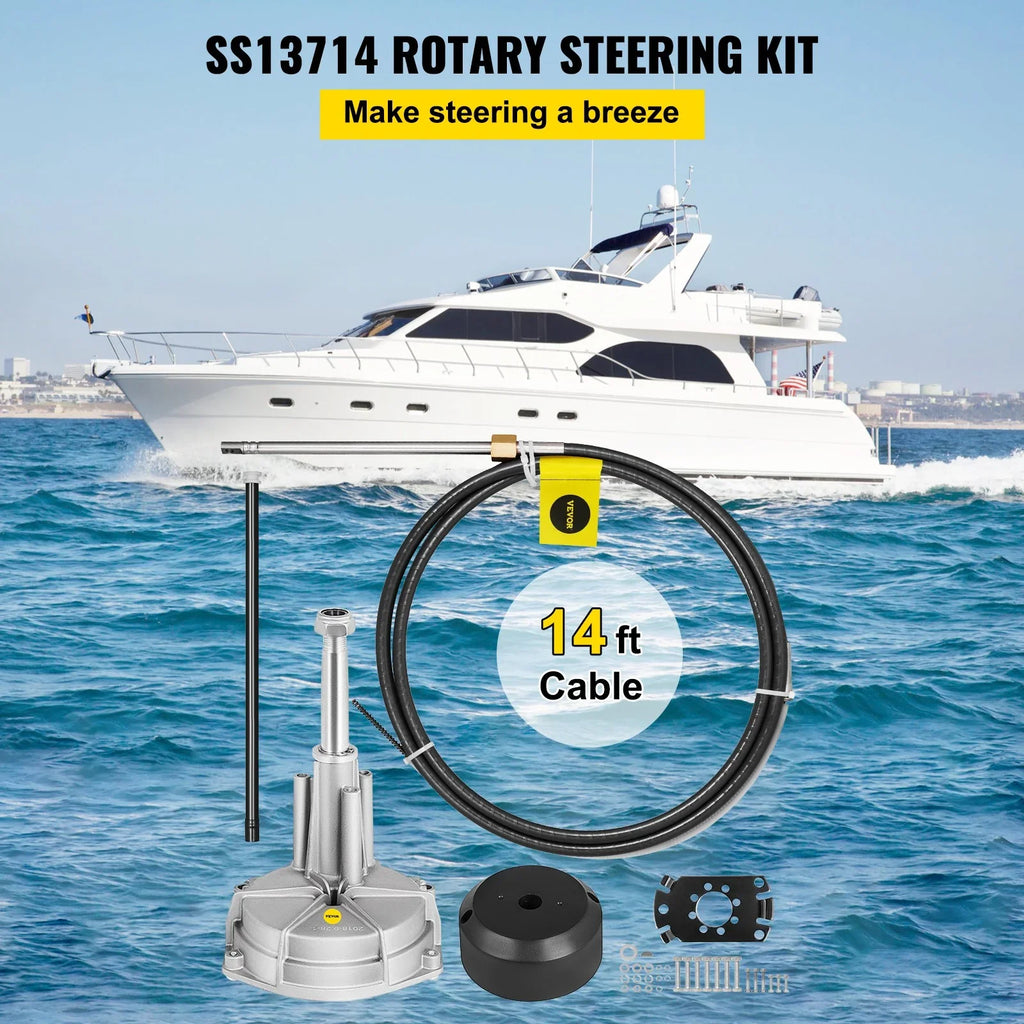 Stylish VEVOR Boat Steering Cable 14' Outboard Rotary Steering Kit