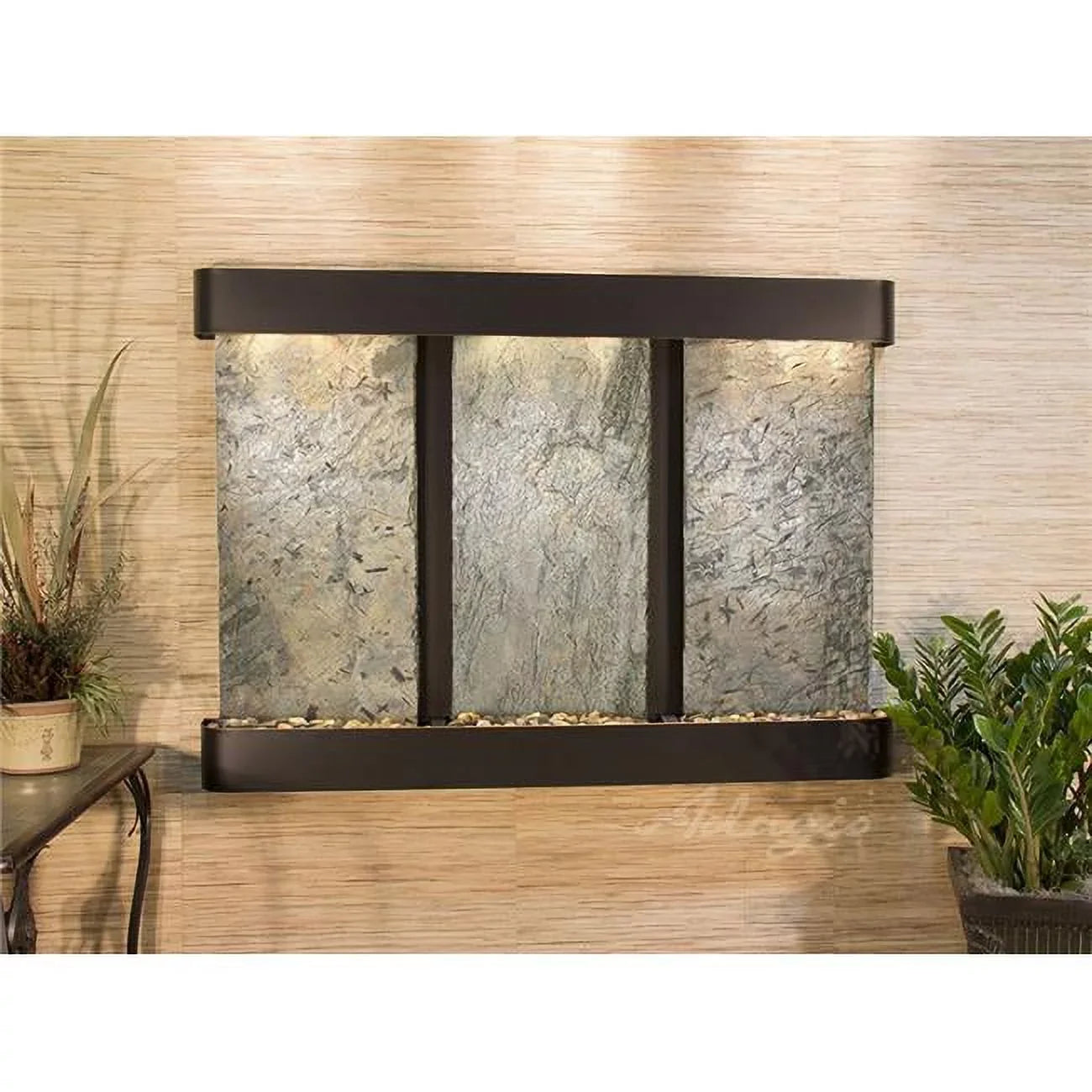 Stylish Adagio OFR1502 Olympus Falls Round Wall Fountain - Blackened Copper-Green Natural Slate