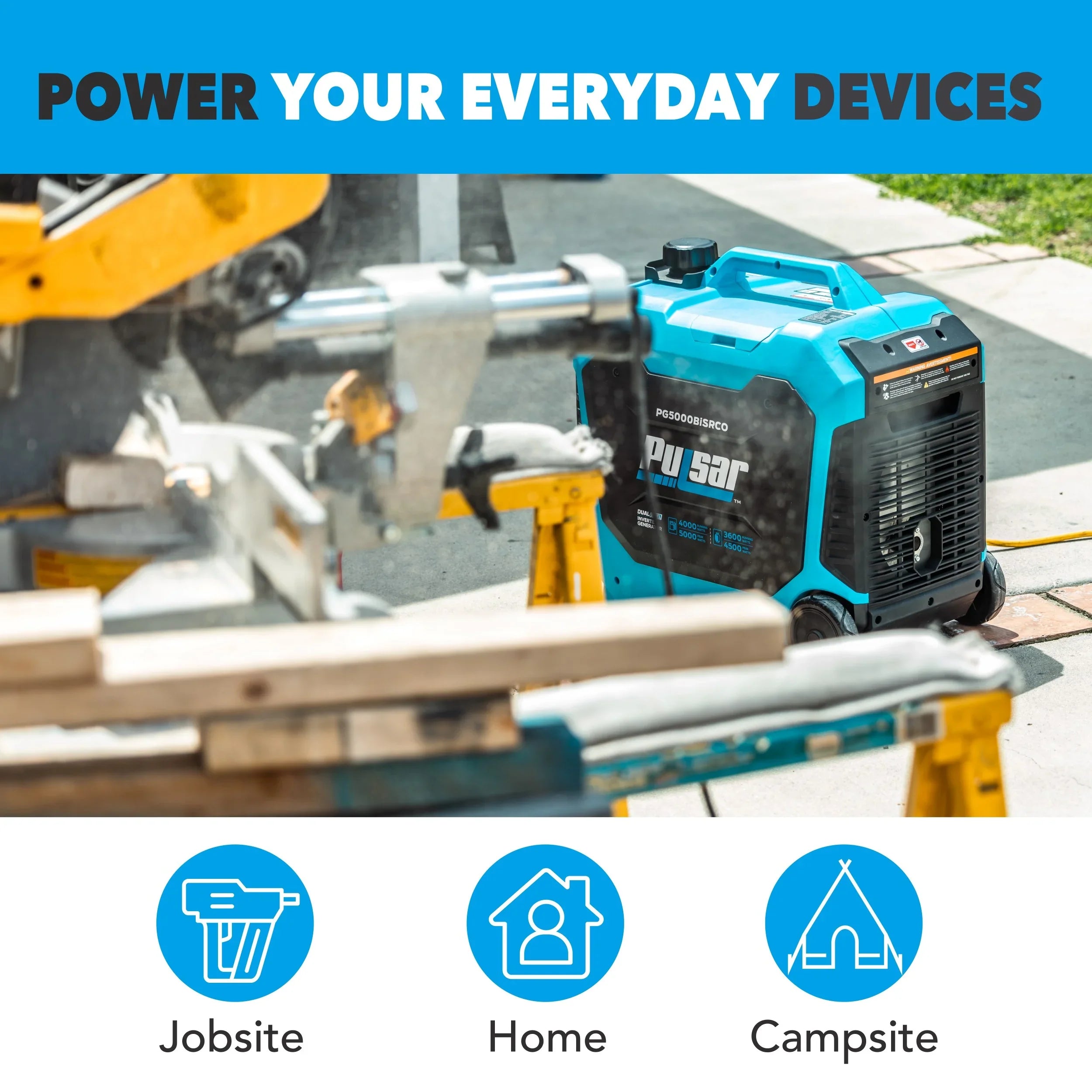 Stylish Pulsar 5000-Watt Dual Fuel RV Ready Inverter Generator with Remote Start and CO Sentry