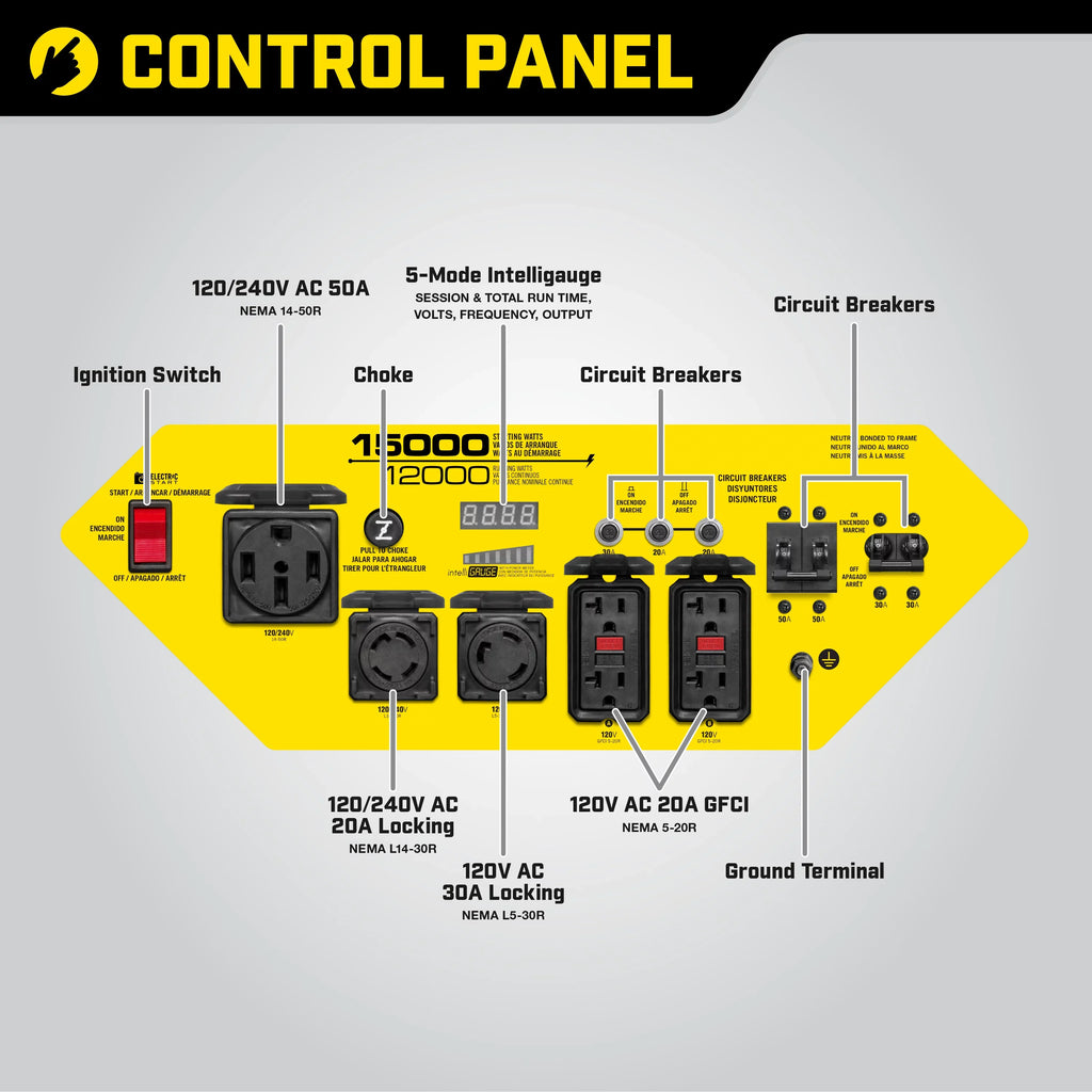 Champion Power Equipment 15,000/12,000 Watts Portable Generator with Electric Start and Lift Hook - Exclusive Design
