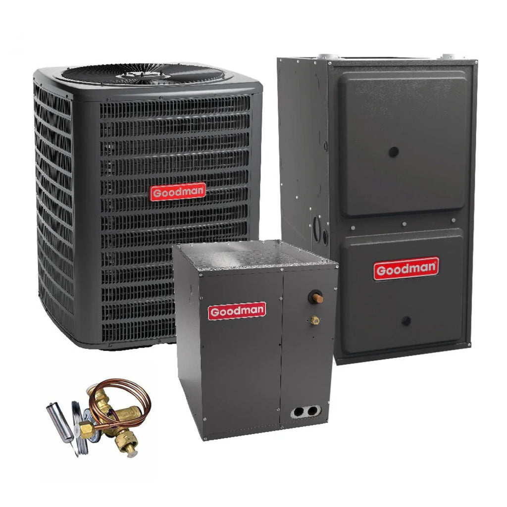 2 Ton 14.5 SEER2 Goodman Heat Pump GSZH502410 and 96% AFUE 60,000 BTU Gas Furnace GM9C960603BN Upflow System with Coil CAPTA3026B4 - Exclusive Design