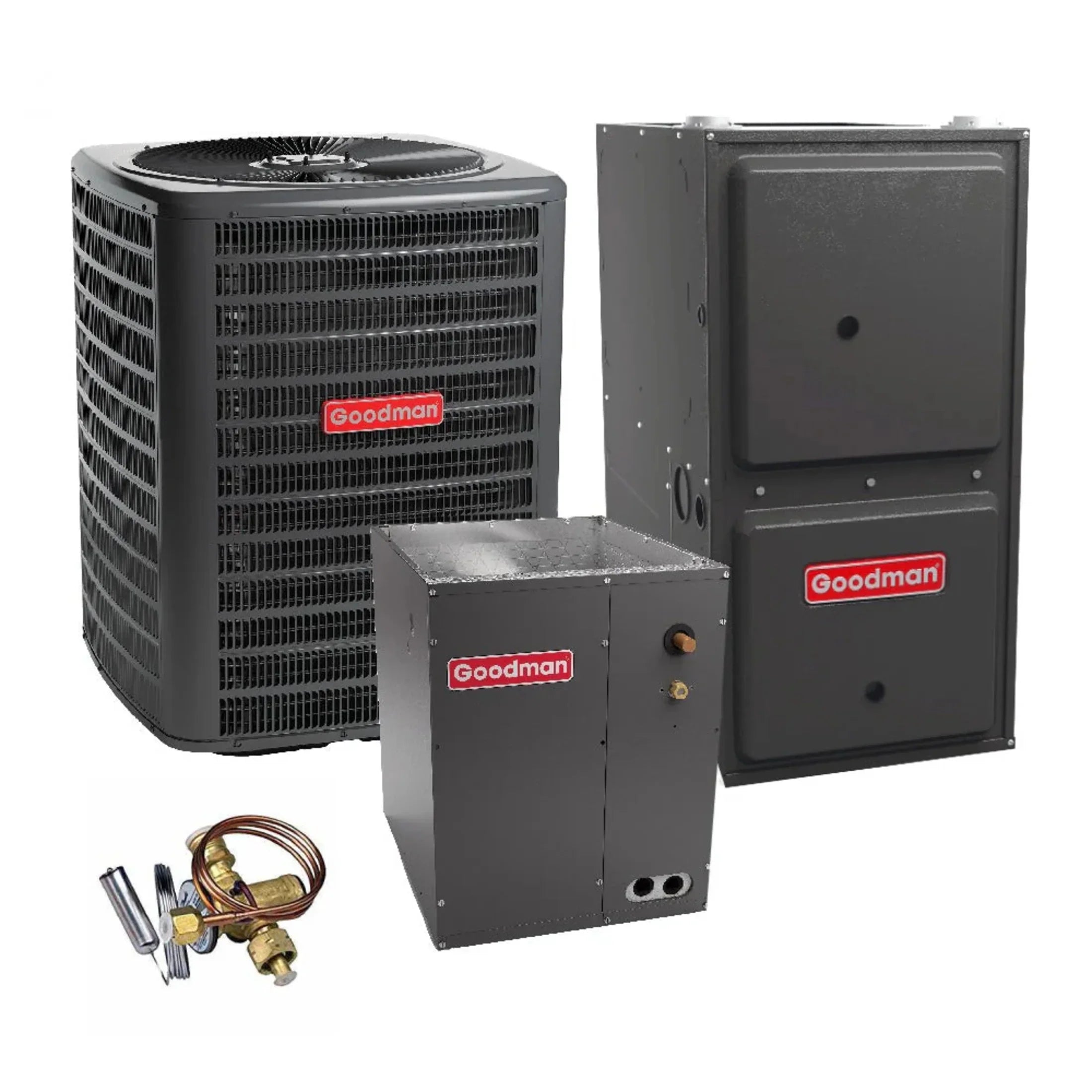 2 Ton 14.5 SEER2 Goodman Heat Pump GSZH502410 and 96% AFUE 60,000 BTU Gas Furnace GM9C960603BN Upflow System with Coil CAPTA3026B4 - Exclusive Design