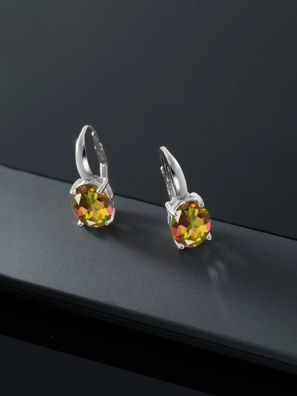 Gem Stone King 9.00 Ct Oval Mango Mystic Topaz 925 Sterling Silver Earrings - Exclusive Design