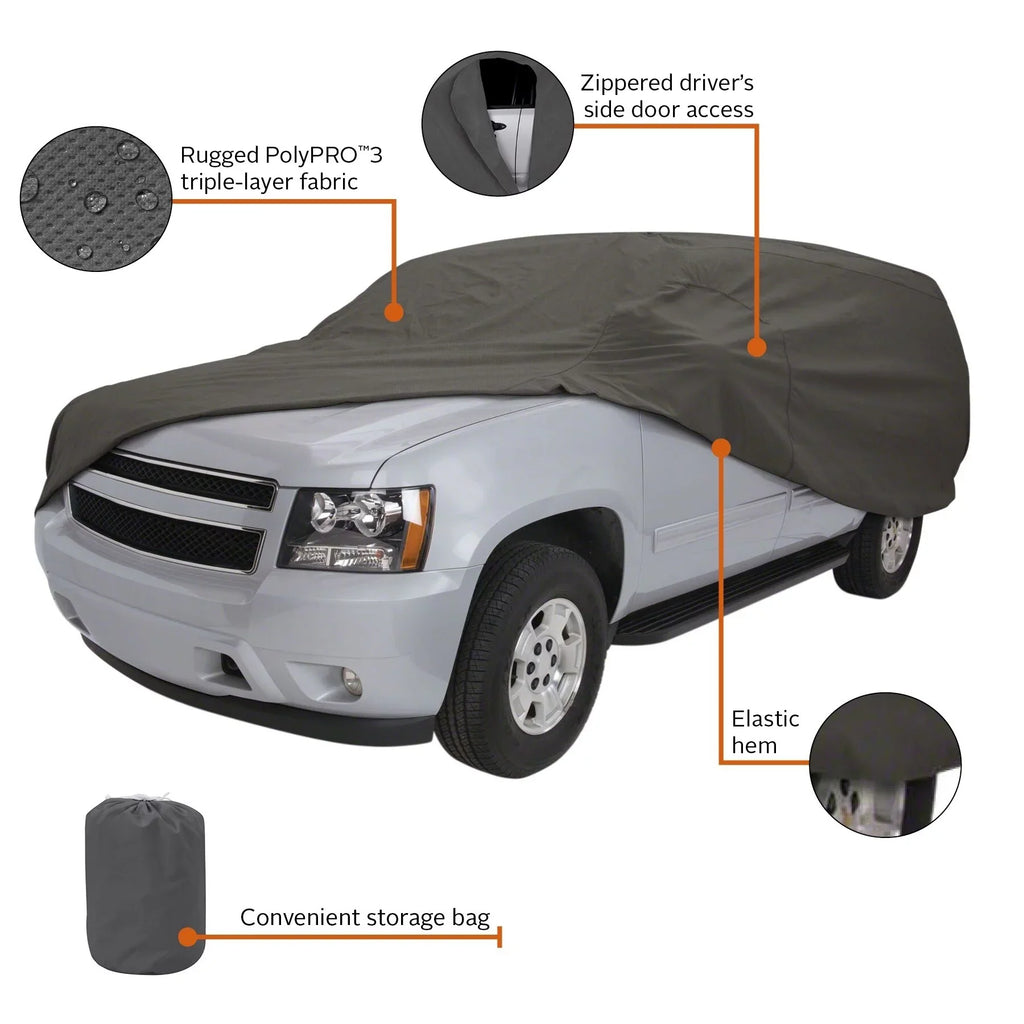Stylish Classic Accessories OverDrive PolyPROâ¢ 3 Heavy-Duty Car Cover - Compact SUV or Truck Cover, Up to 187"L, Charcoal