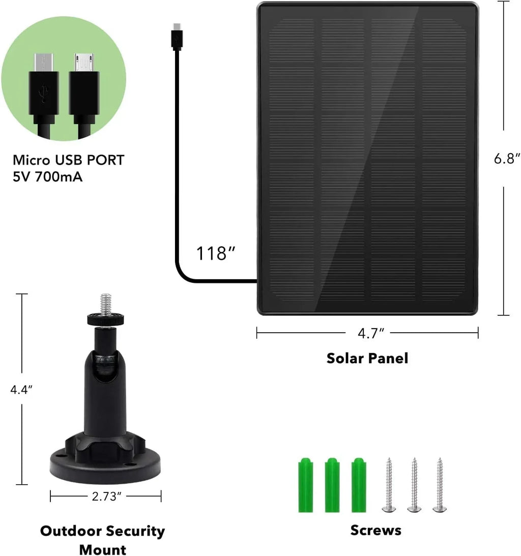 Solar Panel for Rechargeable y Outdoor Camera,Waterproof Solar Panel with 9.8ft USB Cable,